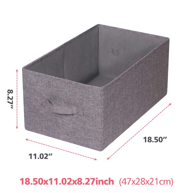 TENABORT Set of 5 Closet Organizer Bins with Handle, Fabric Foldable Storage Baskets Cloth Box Containers for Shelves Home Office Clothes Clothing, Gray, Jumbo - Image 2